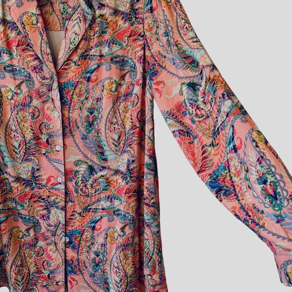 SOFT SURROUNDINGS PAISLEY LAIA LONG SLEEVE BUTTON UP SHIRT TUNIC - Picture 9 of 14